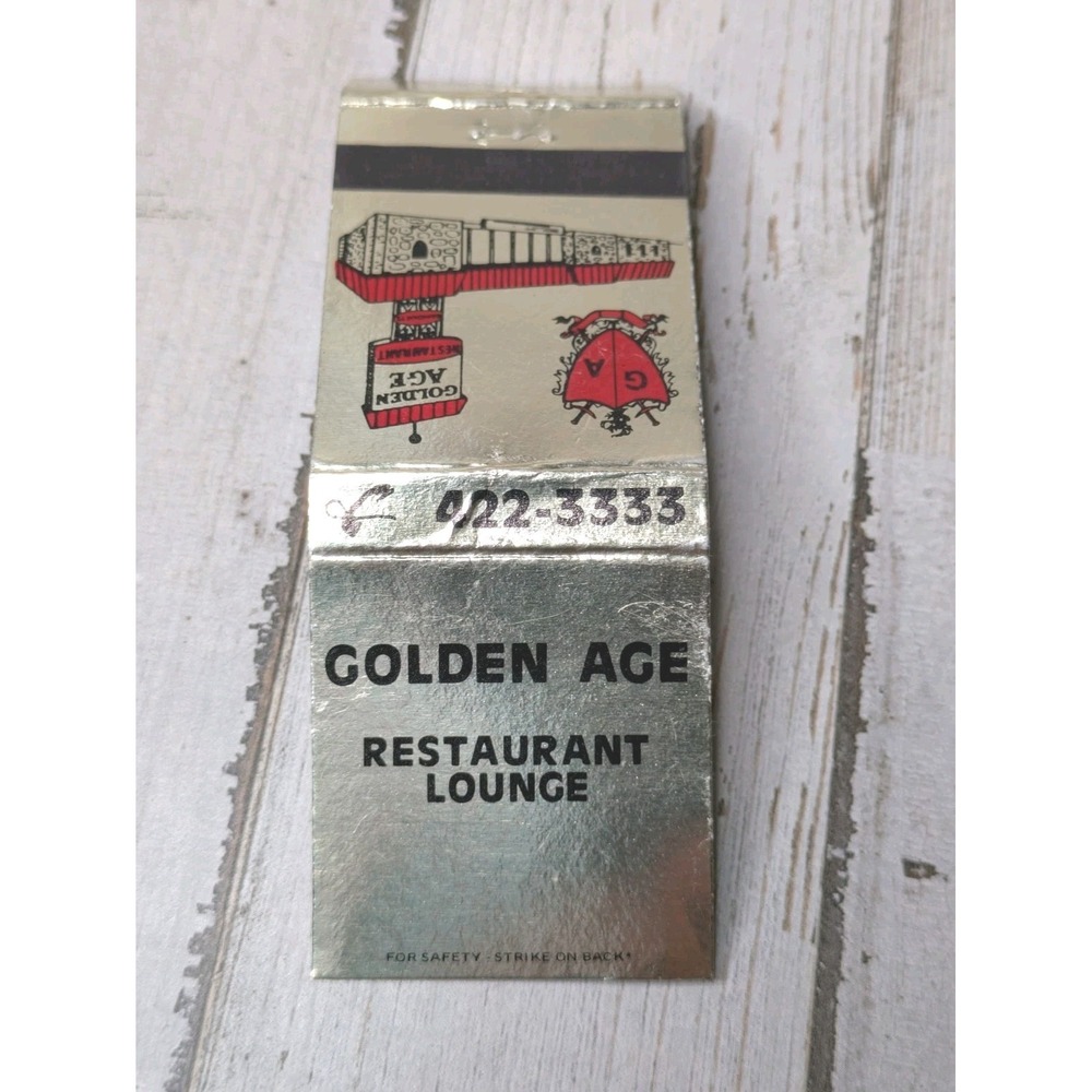 Vintage Matchbook‎ Cover Golden Ago Restaurant Lounge Chicago, IL